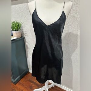 LaSuza Chic Black Satin Chemise size s glam